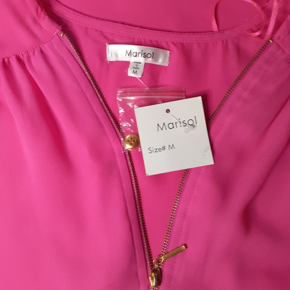 Marisol Semi-shear Bright Pink Women Blouse SZ M - Picture 7 of 8